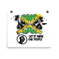 Jamaica Flag One Love Mirror Selfie Ambigram Wall Art Poster Print