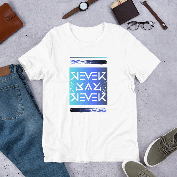 Never Say Never Reflective Ambigram Blue Gradient T-Shirt