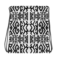 MELANIN BLACK Mirror Ambigram Pattern Drawstring Bag - White - Pride Rocks