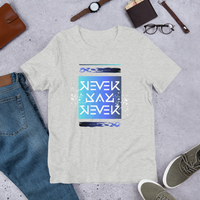 Never Say Never Reflective Ambigram Blue Gradient T-Shirt