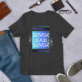 Never Say Never Reflective Ambigram Blue Gradient T-Shirt
