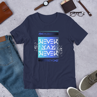 Never Say Never Reflective Ambigram Blue Gradient T-Shirt