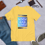 Never Say Never Reflective Ambigram Blue Gradient T-Shirt