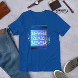 Never Say Never Reflective Ambigram Blue Gradient T-Shirt