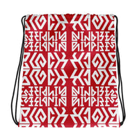 MELANIN BLACK Mirror Ambigram Pattern Drawstring Bag - Red - Pride Rocks