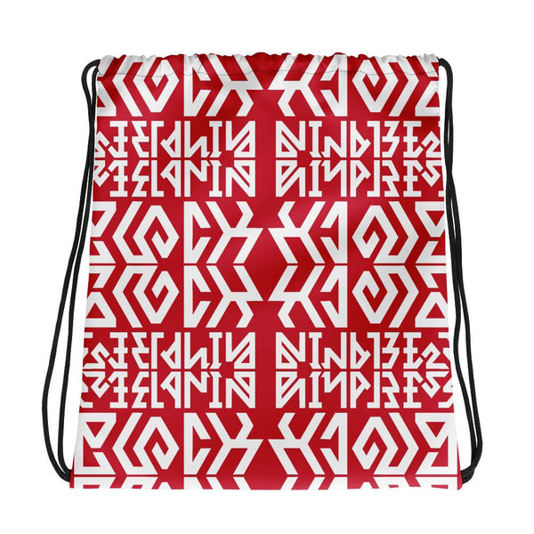 MELANIN BLACK Mirror Ambigram Pattern Drawstring Bag - Red - Pride Rocks