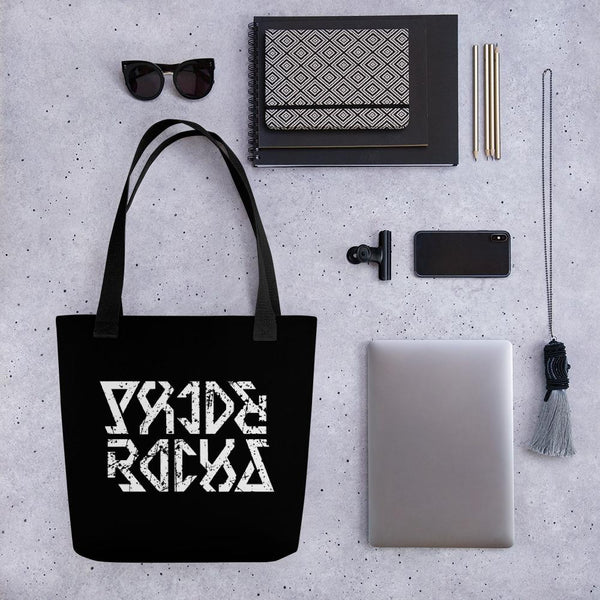 PRIDE ROCKS Ambigram Tote Bag - Black - Pride Rocks