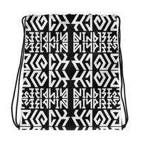 MELANIN BLACK Mirror Ambigram Pattern Drawstring Bag - Black - Pride Rocks